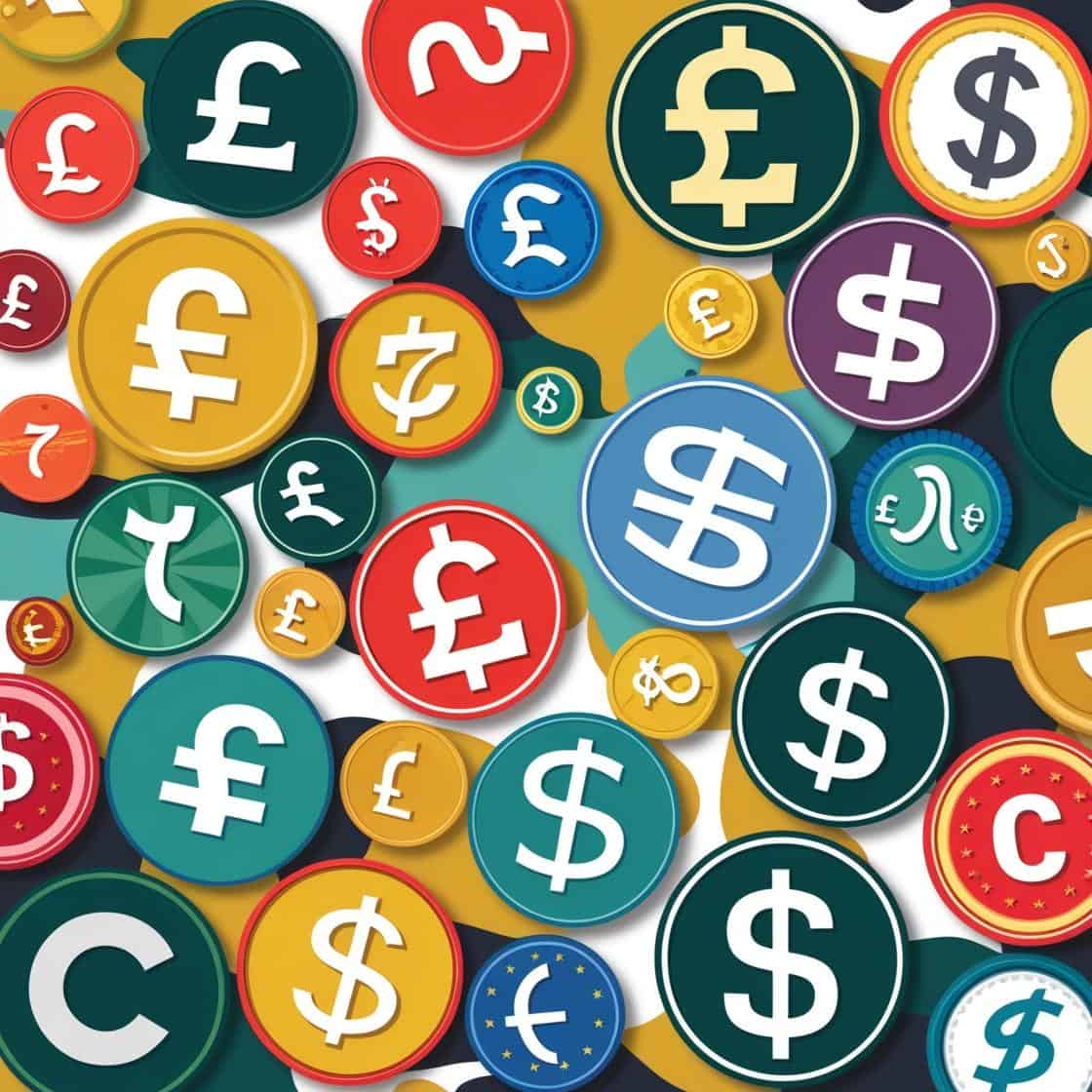 different type of currency symbols from around the world eg and
