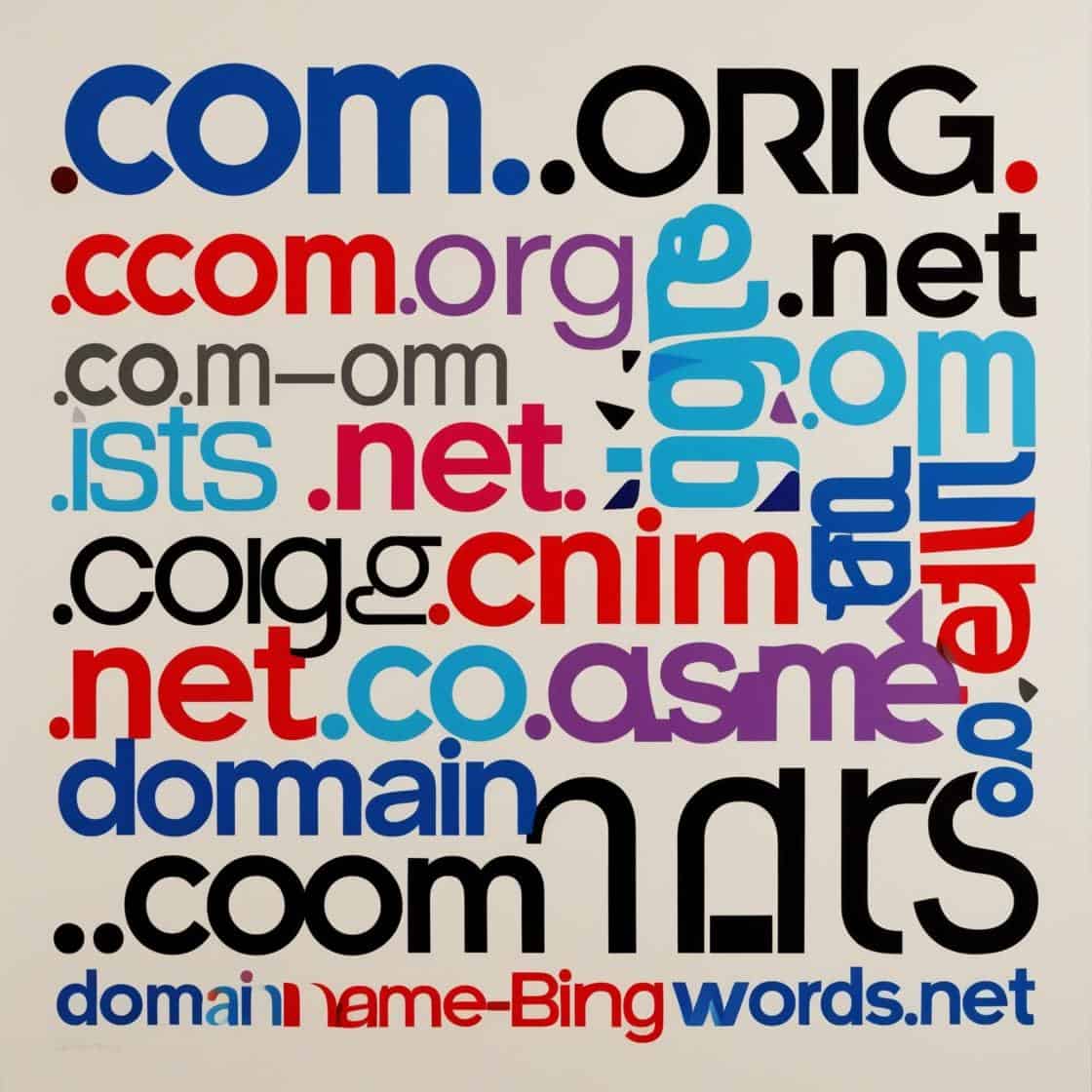 word art consisting of domain names words eg .com etc