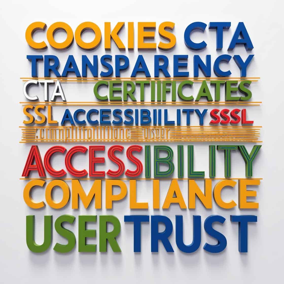 wordart using web words including cookies cta transparency ssl certificates accessibiltycomplianceuser trust