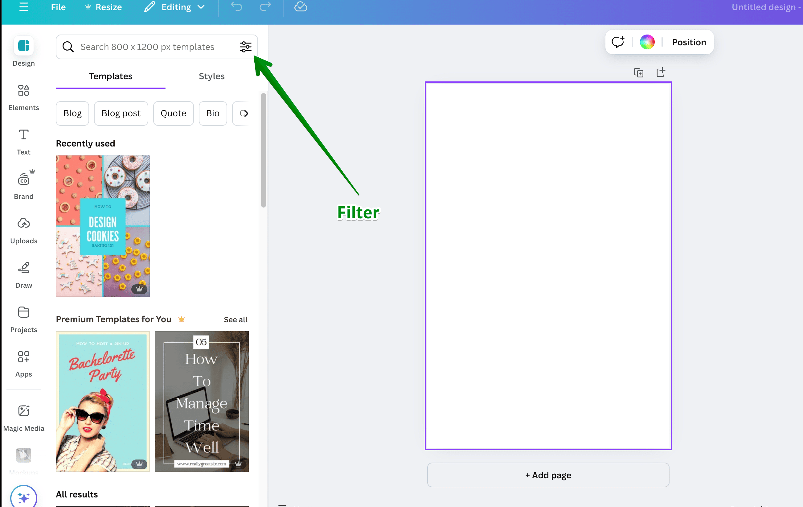 Canva filter