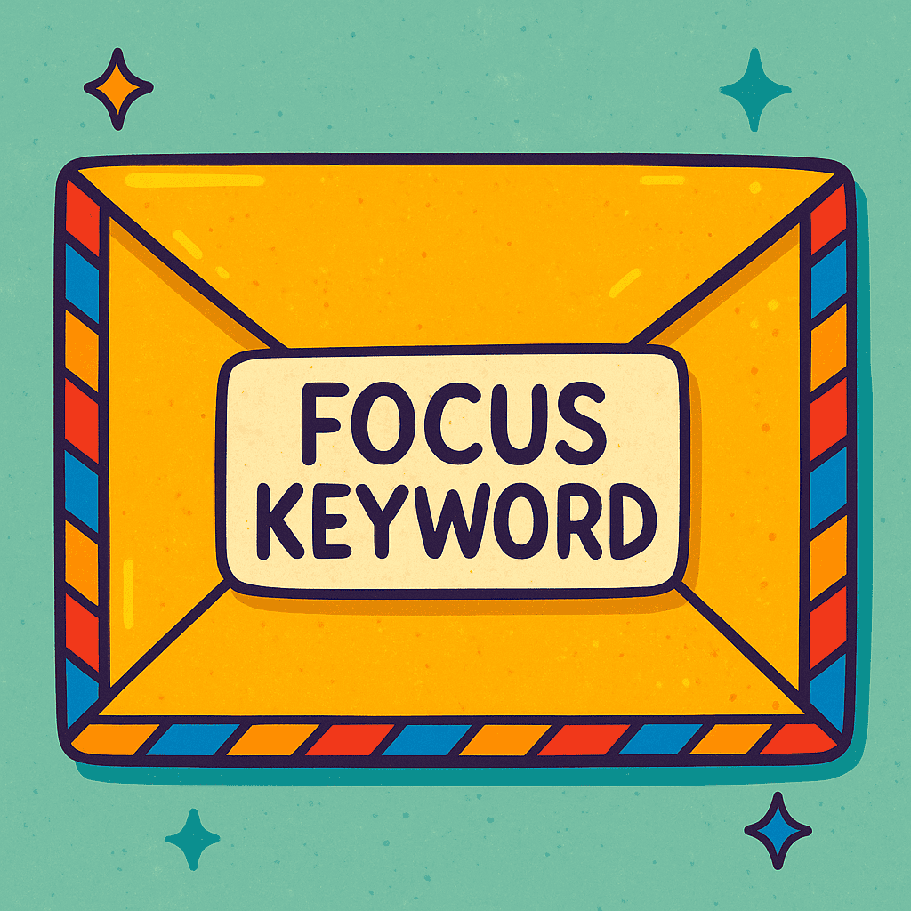 How to choose a focus keyword SEO guide for beginners | Envelope with focus keyword written on it