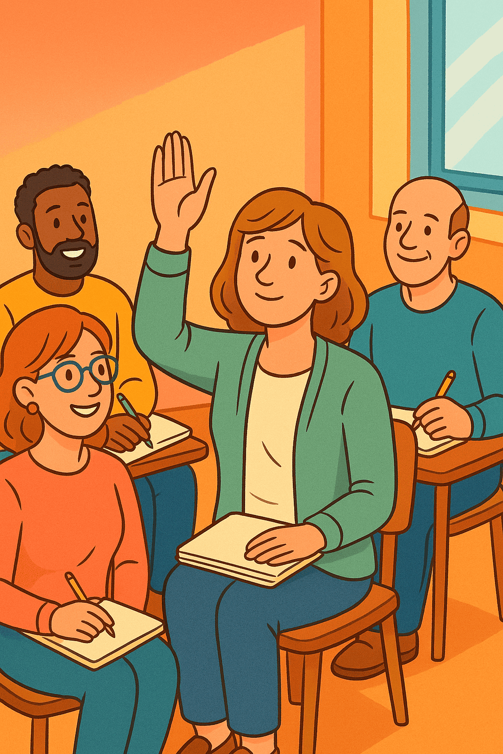 Lady feels it's okay to ask questions and is raising her hand