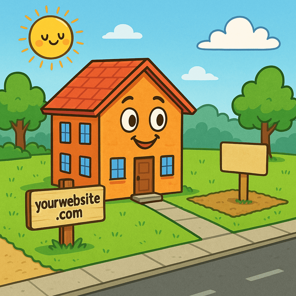 What is hosting A house on a plot of land depicting what is hosting