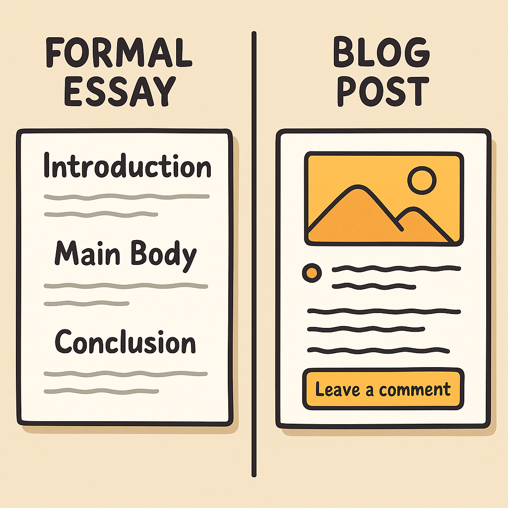 Blogging isn't the same as writing essays| blog vs essay