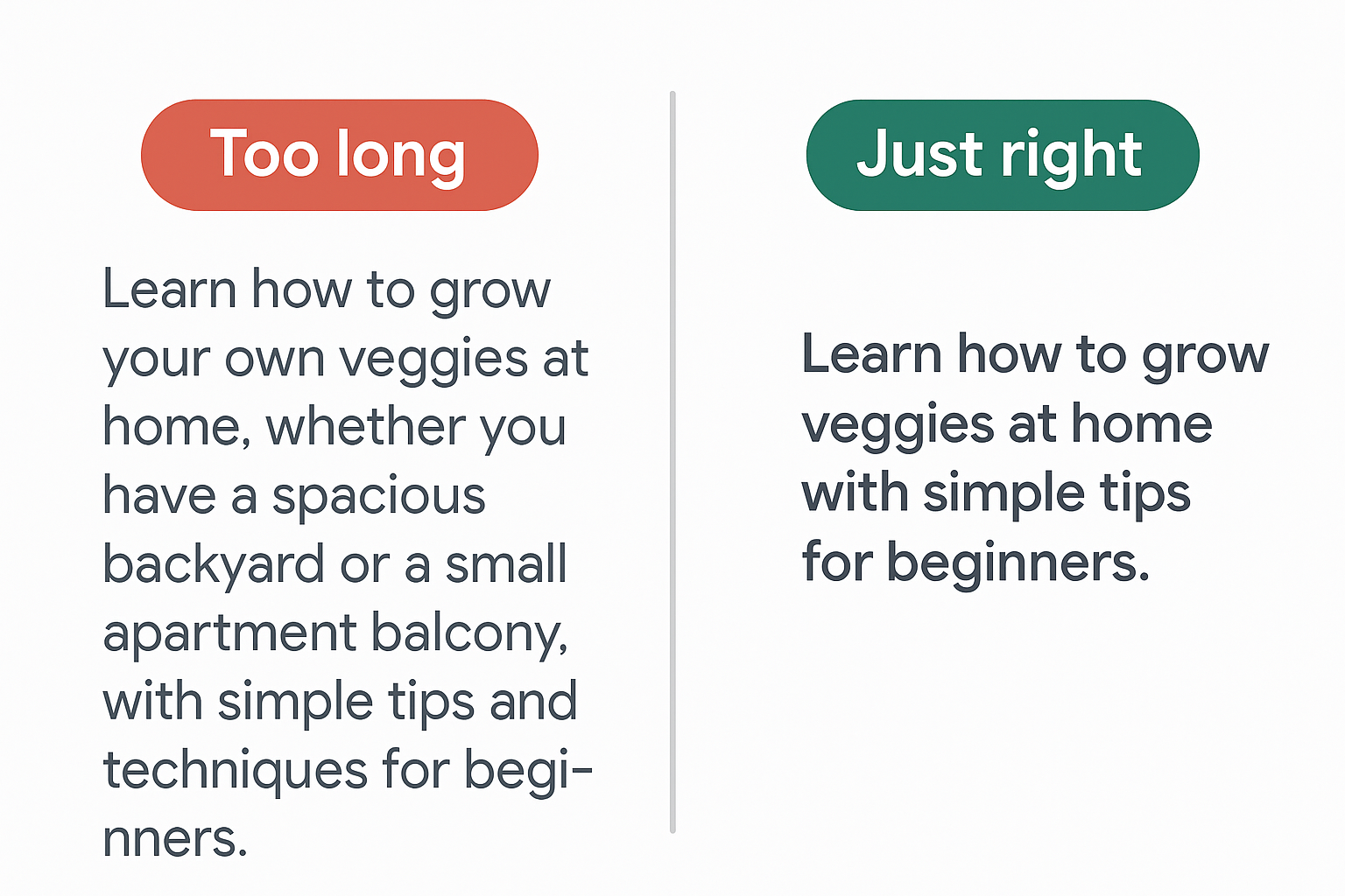 How to write a meta description | sshort and too long descriptions